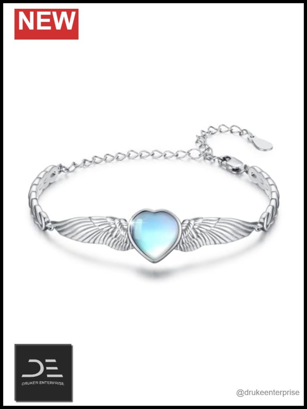 Sterling Silver Angel Wing Link Bracelet Adjustable Dainty Jewelry Gift